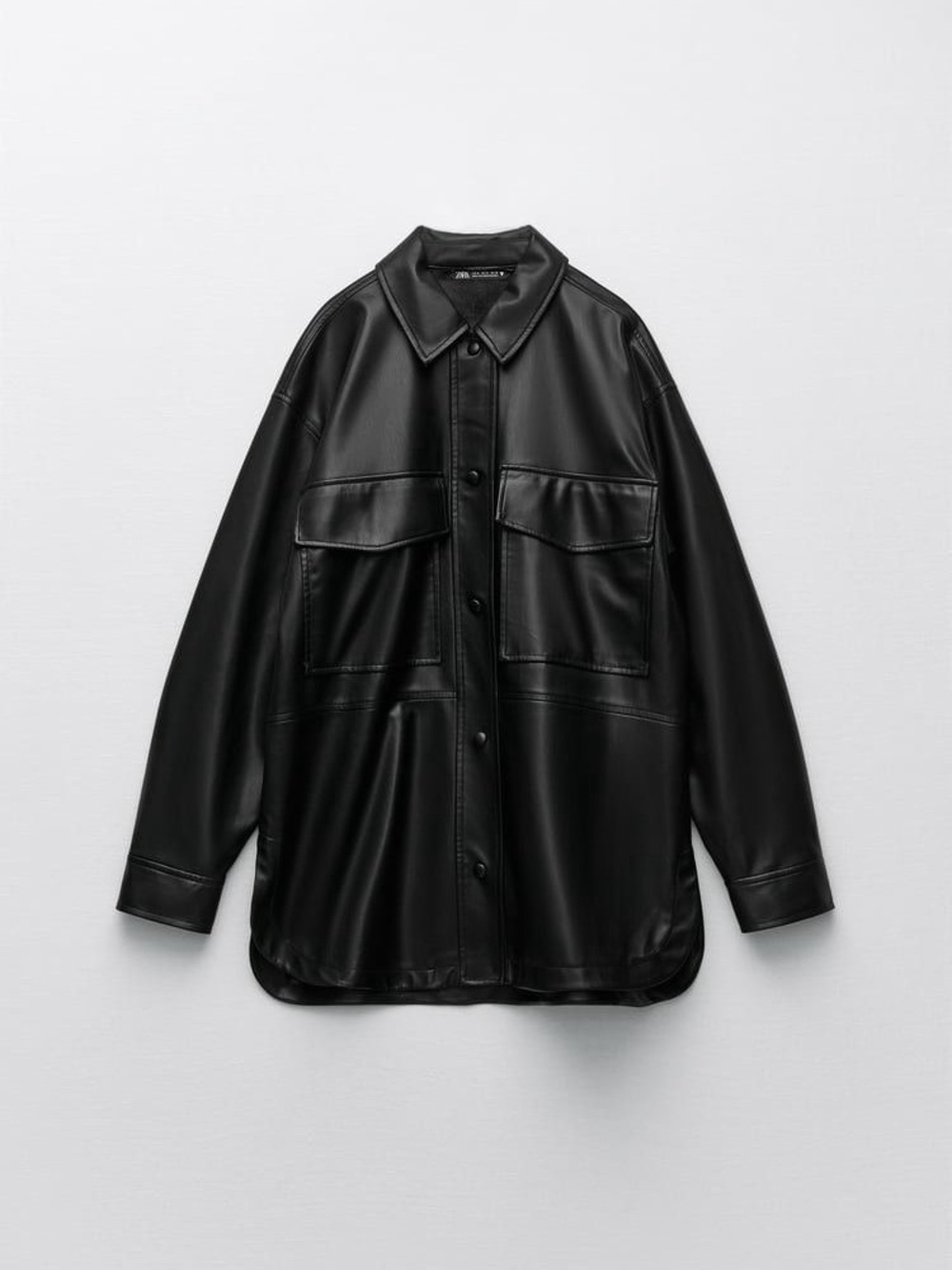 Zara Black Faux Leather Overshirt